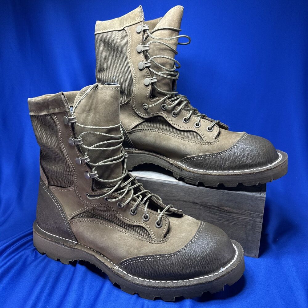 US Military Wellco E163 USMC stamp Desert Tan Rat Boot 10.5 R W/Inserts